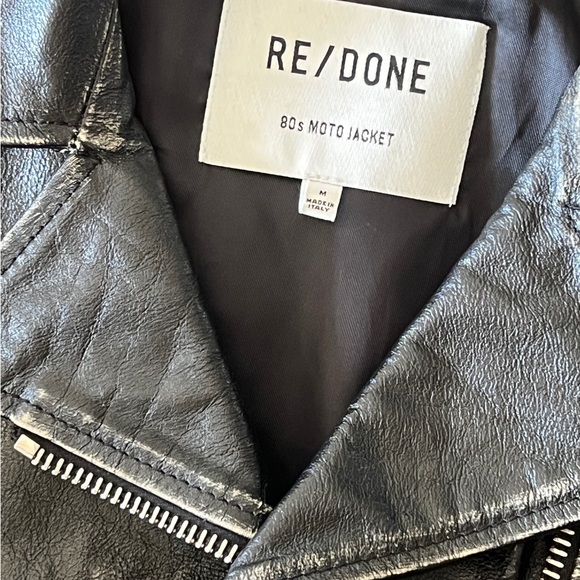 Re/Done 80’s Moto Leather Jacket in Vintage Black - Picture 4 of 6